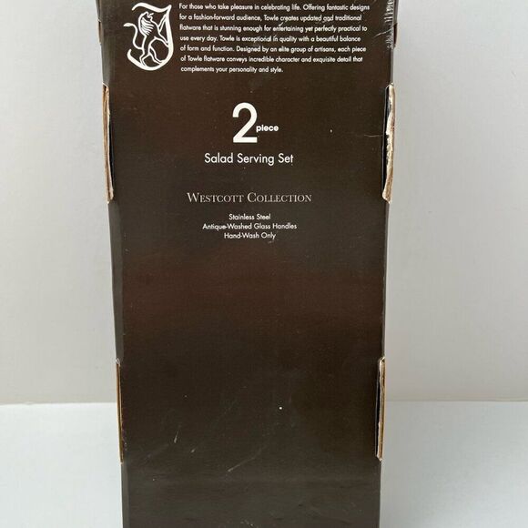 TOWLE Westcott Collection Two Piece Salad Serving Set Glass Handles Stainless St - Picture 5 of 7